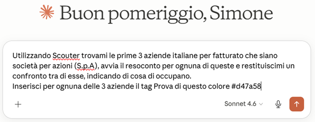 Prompt scritto a Claude per usare Scouter